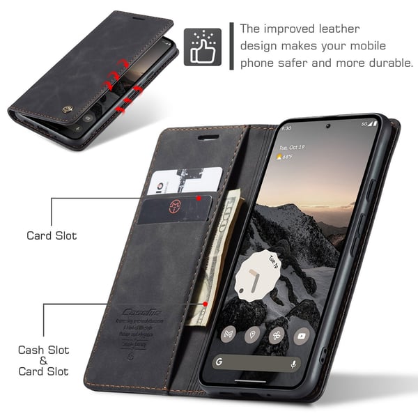 CASEME Google Pixel 10/10 Pro / 9/9 Pro Fodral Flip Retro Läder