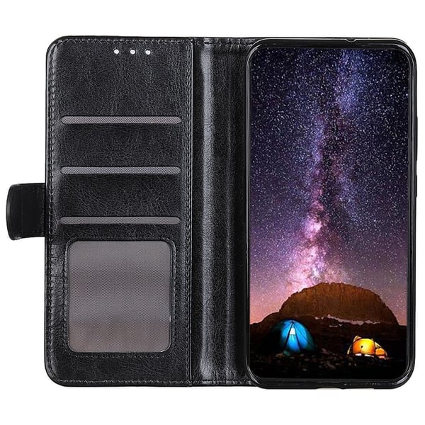 Google Pixel 10/10 Pro / 9/9 Pro Fodral Crazy Horse Läder Svart