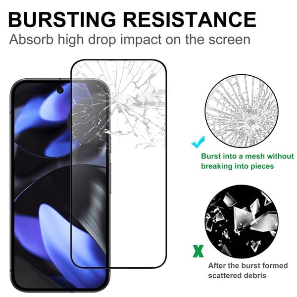 Google Pixel 10/10 Pro/9/9 Pro Skärmskydd Heltäckande Härdat Glas