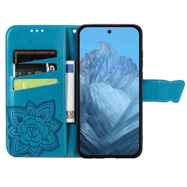 Google Pixel 10/10 Pro / 9/9 Pro Fodral Med Fjäril Tryck Blå