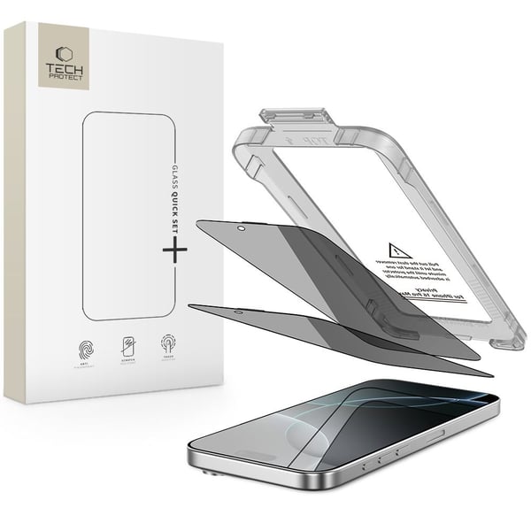 Tech-Protect iPhone 16 Pro 2-PACK Skärmskydd Quick Set Spy+ Privacy