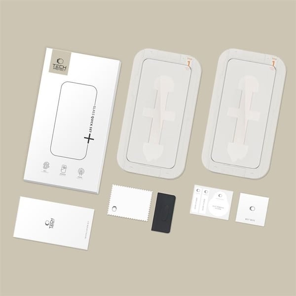 Tech-Protect iPhone 12 / 12 Pro 2-PACK Skärmskydd Quick Set+ Svart