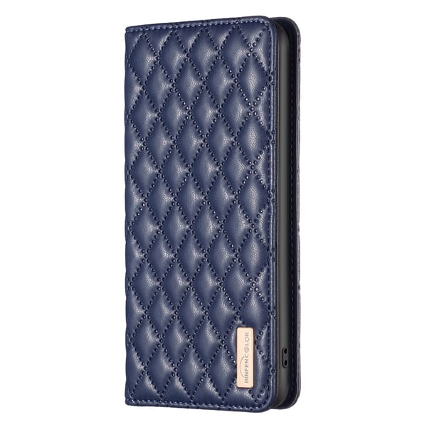 BINFEN iPhone 17 Pro Fodral Flip Diamond Läder Blå