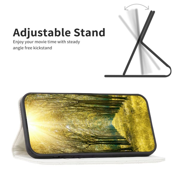 BINFEN iPhone 17 Pro Fodral Flip Diamond Läder Vit