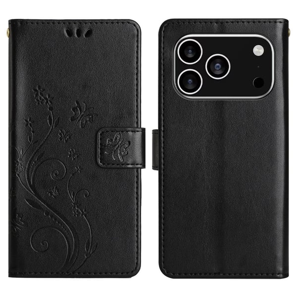 iPhone 17 Pro Fodral Med Blommigt Tryck Svart
