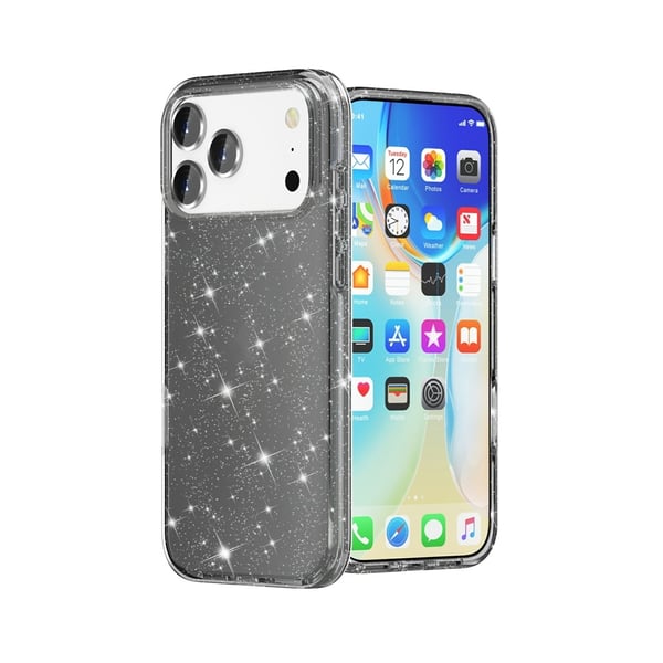iPhone 17 Pro Skal Hybrid Glitter Svart