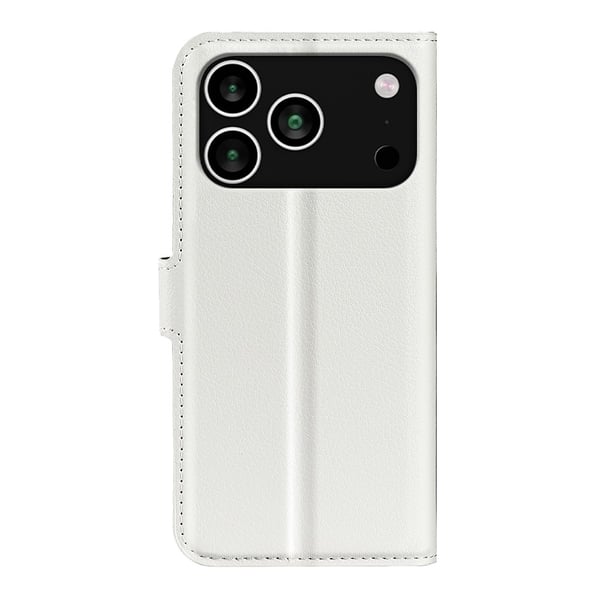 iPhone 17 Pro Fodral Litchi Läder Vit