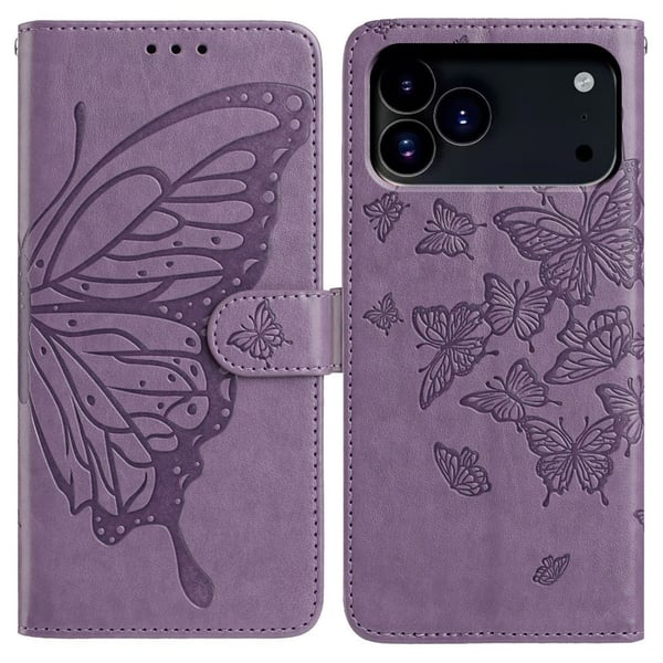 iPhone 17 Pro Fodral Med Fjäril Tryck Lila