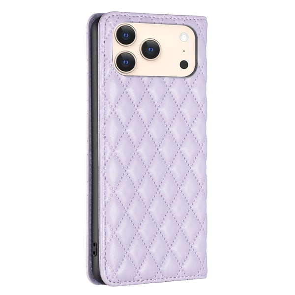 BINFEN iPhone 17 Pro Max Fodral Diamond Flip Läder Lila