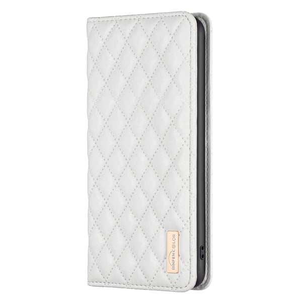 BINFEN iPhone 17 Pro Max Fodral Diamond Flip Läder Vit