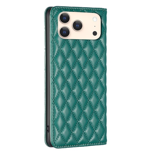 BINFEN iPhone 17 Pro Max Fodral Diamond Flip Läder Grön