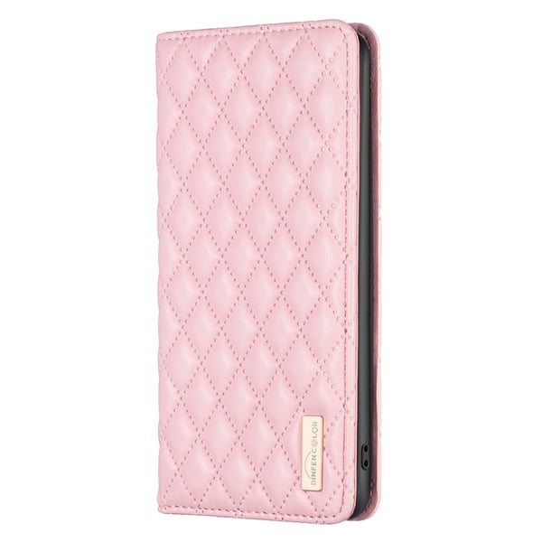 BINFEN iPhone 17 Pro Max Fodral Diamond Flip Läder Rosa