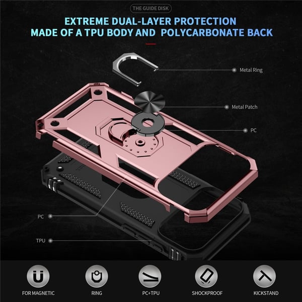 iPhone 17 Pro Max Skal Shockproof Hybrid Ring Roséguld