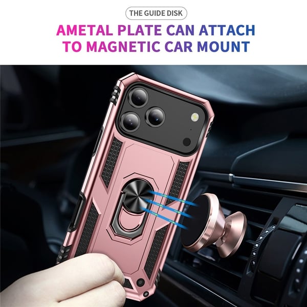 iPhone 17 Pro Max Skal Shockproof Hybrid Ring Roséguld