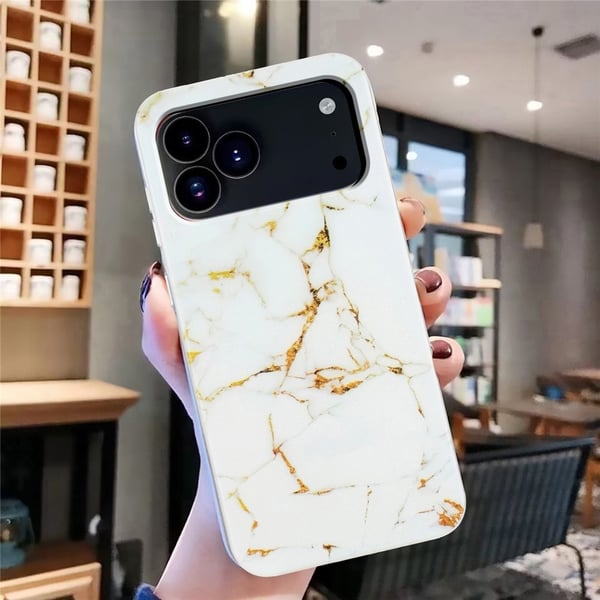 iPhone 17 Pro Max Skal Marmor TPU Vit