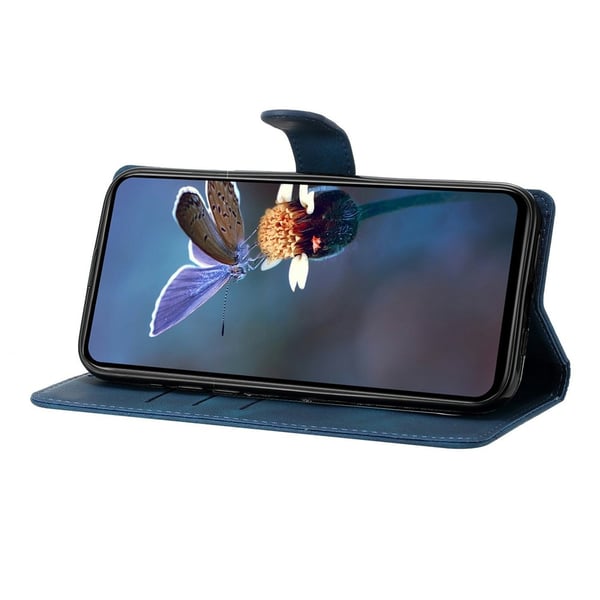 iPhone 17 Pro Max Fodral Med Blommigt Tryck Läder Blå
