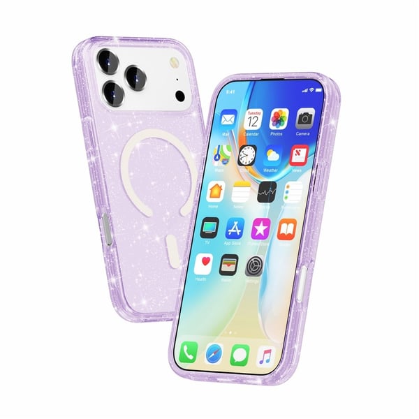 iPhone 17 Pro Max Skal MagSafe Glitter Lila