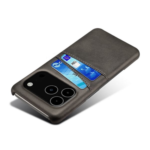 iPhone 17 Pro Max Skal Med Kortfack Läder Svart