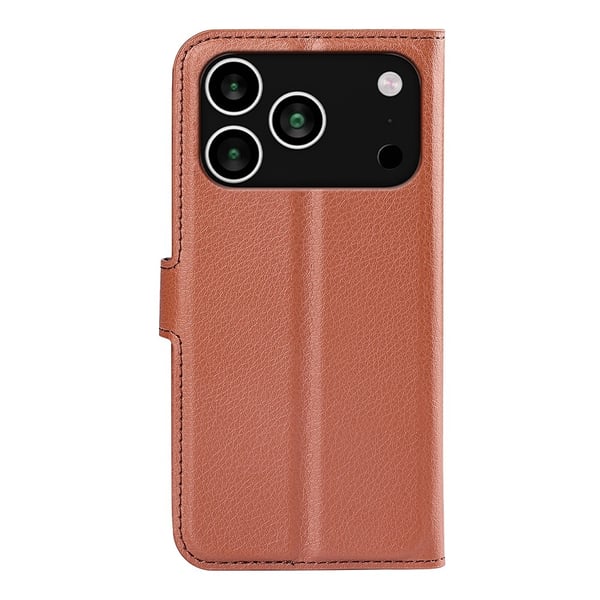 iPhone 17 Pro Max Fodral Litchi Läder Brun