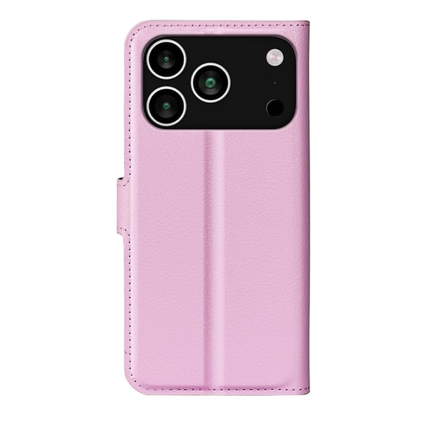 iPhone 17 Pro Max Fodral Litchi Läder Ljus Rosa