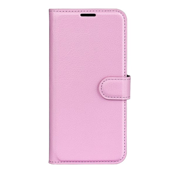 iPhone 17 Pro Max Fodral Litchi Läder Ljus Rosa
