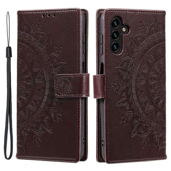 Samsung Galaxy S25 FE Fodral Mandala Läder Brun Samsung Galaxy S25 FE Fodral Mandala Läder Brun