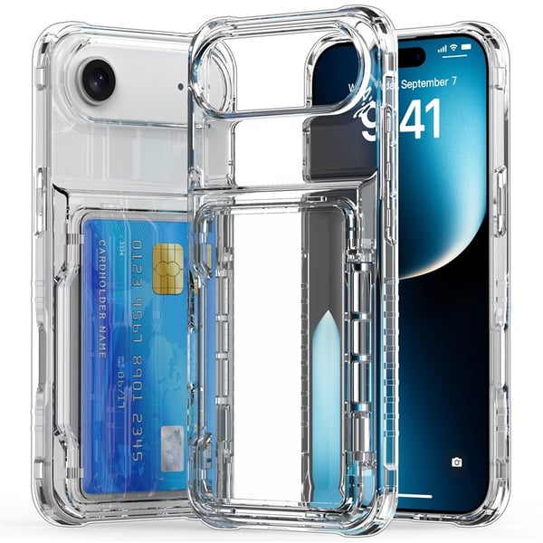 iPhone Air Skal Kickstand Med Kortfack Transparent