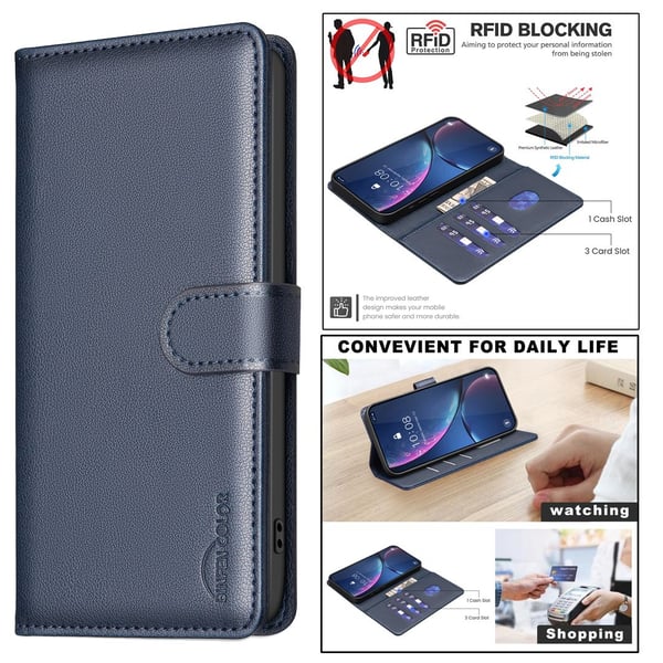 Samsung Galaxy S25 FE Fodral RFID Läder Blå