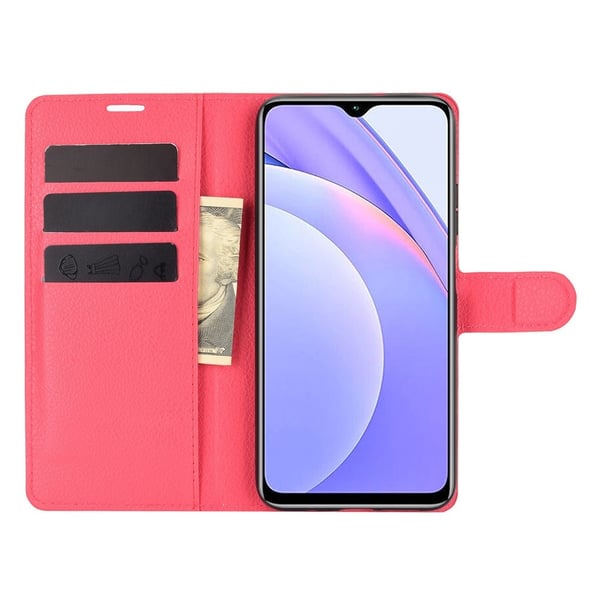 Xiaomi Redmi 9T - Litchi Läder Fodral - Röd