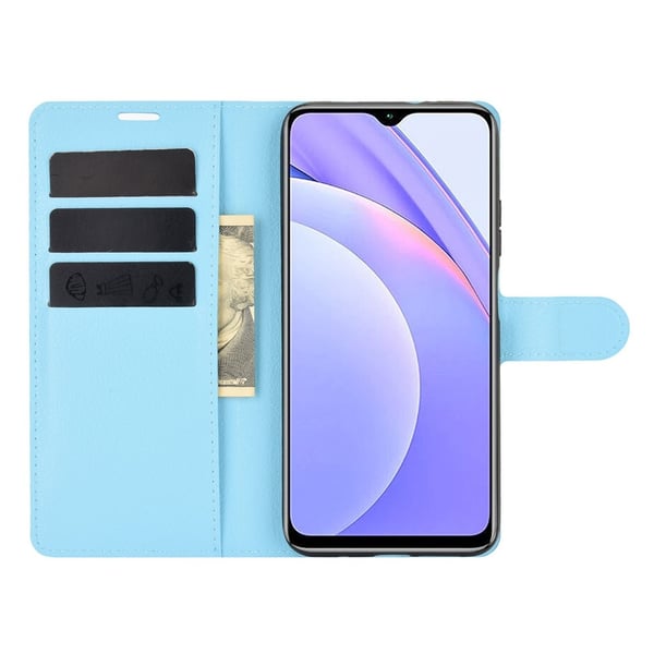 Xiaomi Redmi 9T - Litchi Läder Fodral - Blå