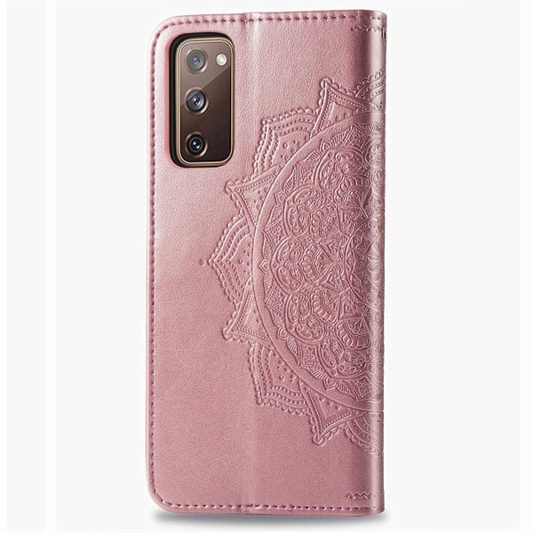 Samsung Galaxy S20 FE - Mandala Läder Fodral - Roséguld