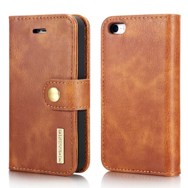 iPhone 5/5S/SE 2016 - DG.MING 2in1 Magnet Fodral - Brun