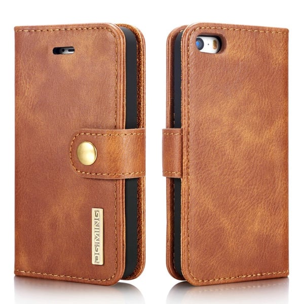 iPhone 5/5S/SE 2016 - DG.MING 2in1 Magnet Fodral - Brun