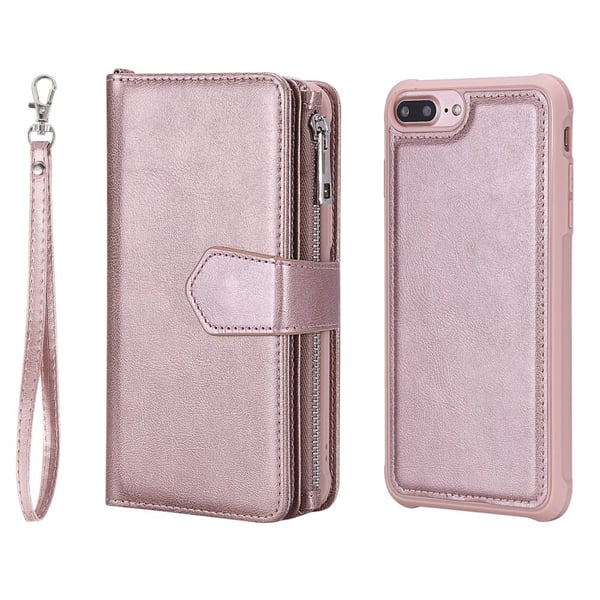 iPhone 6/6S/7/8 Plus - 2in1 Magnet Skal / Plånboksfodral - Roséguld