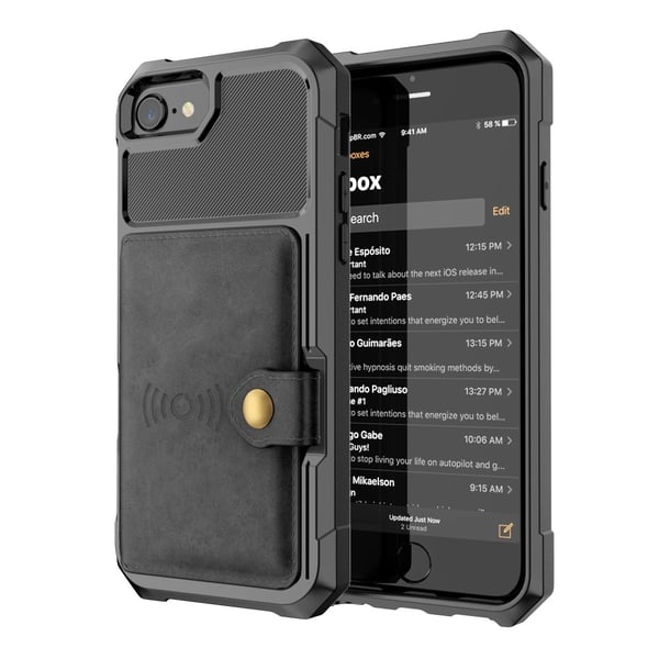 iPhone 6/6S/7/8/SE (2020/2022) - Skal Med Magnetiskt Plånbok - Svart