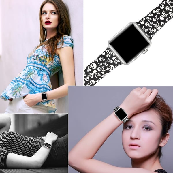 Silikon Armband Apple Watch 42/41/40/38 mm - Döskallar