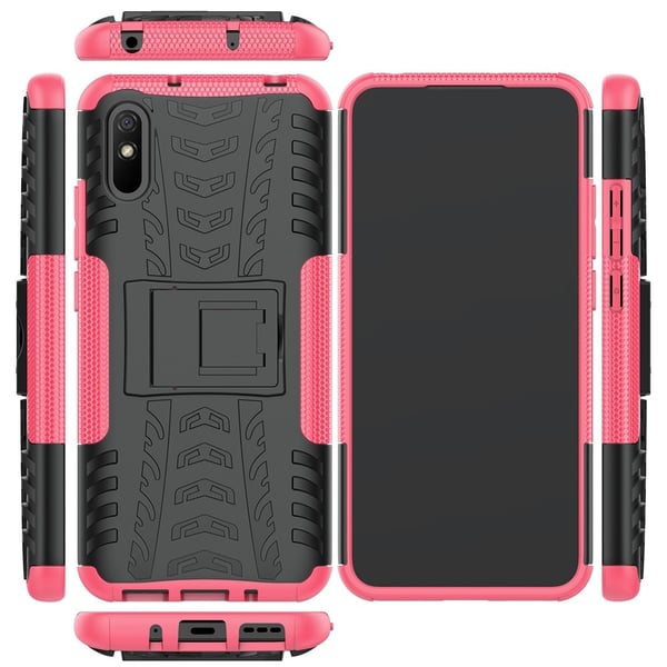 Xiaomi Redmi 9A - Stöttåligt Skal med Stöd - Rosa