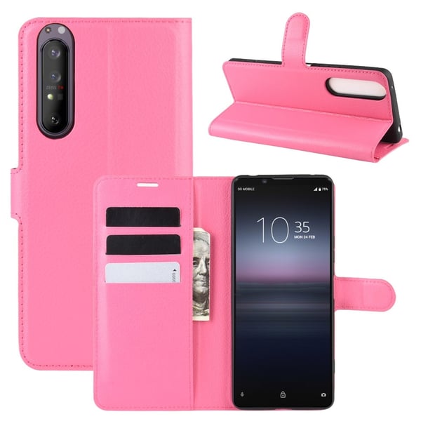 Sony Xperia 1 II - Litchi Plånboksfodral - Rosa Sony Xperia 1 II - Litchi Plånboksfodral - Rosa