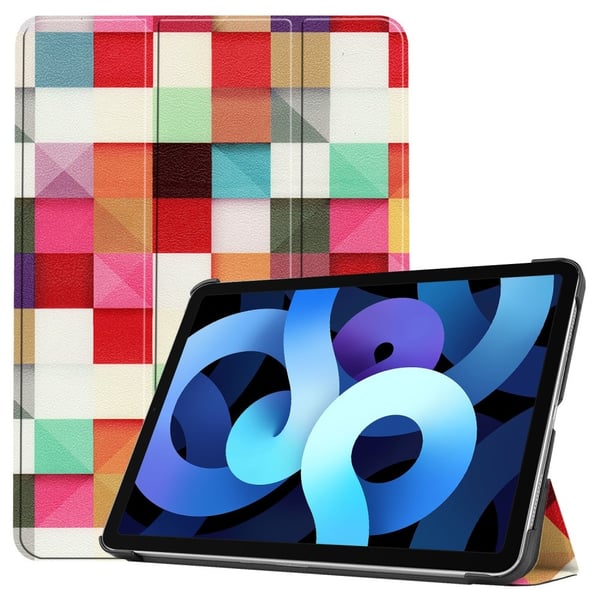 iPad Air 2026-2020 Fodral Tri-Fold Färgade Fyrkanter iPad Air 2026-2020 Fodral Tri-Fold Färgade Fyrkanter