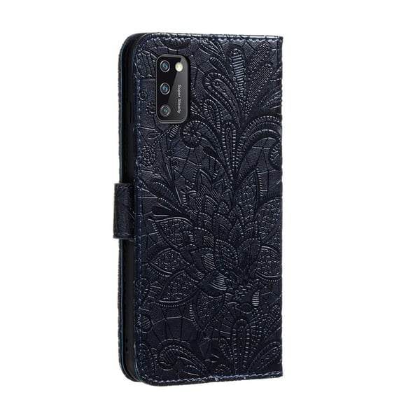 Samsung Galaxy A41 - Flower Plånboksfodral - Mörk Blå