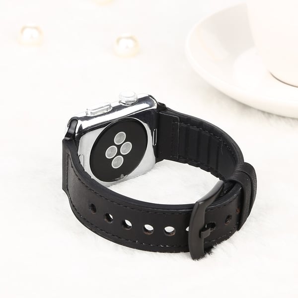 Läderarmband Apple Watch 42/41/40/38 mm - Svart