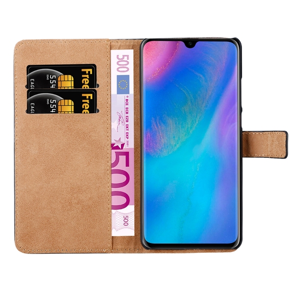 Huawei P30 Lite - Plånboksfodral I Äkta Läder - Rosa