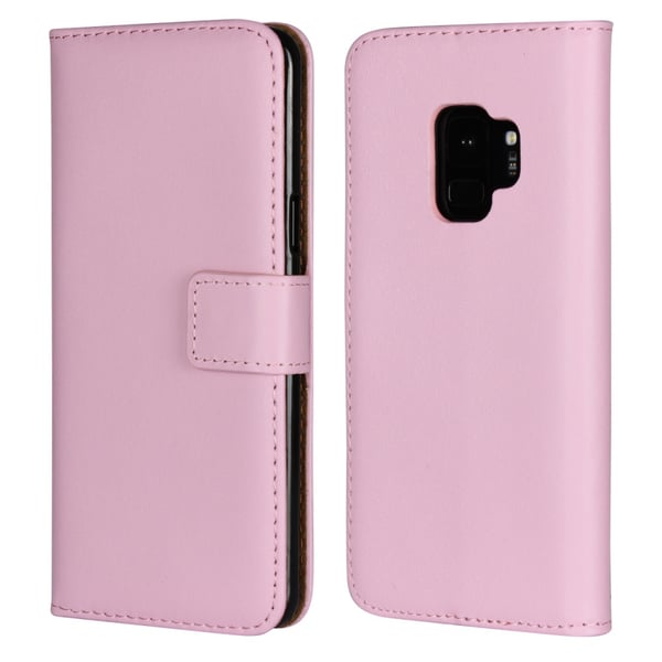 Samsung  Galaxy S9 - Plånboksfodral I Äkta Läder - Ljus Rosa