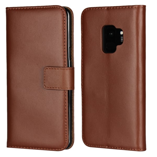 Samsung S9 Plus - Plånboksfodral I Äkta Läder - Brun