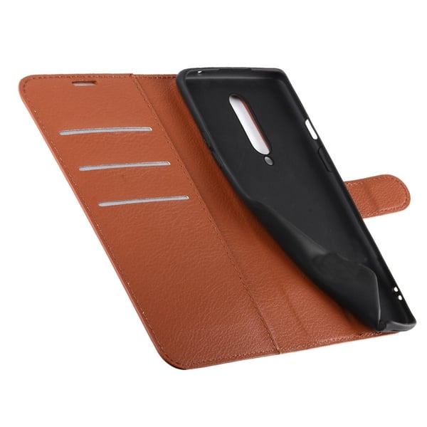 OnePlus 8 - Litchi Plånboksfodral - Brun