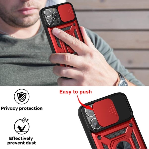 iPhone 13 Pro Max - CamShield Armor Hybrid Ring Skal - Röd