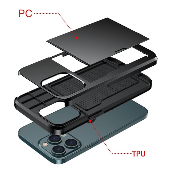 iPhone 13 - Hybrid Skal Med Kortfack - Grön