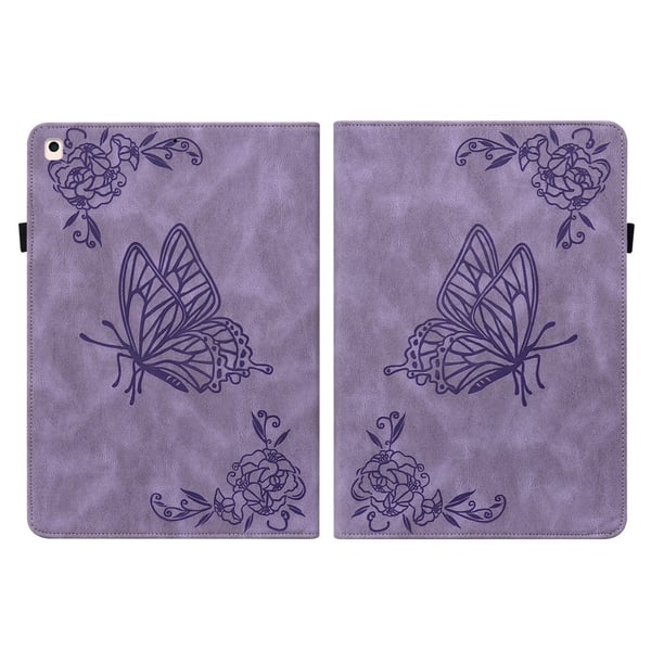 iPad 10.2 2019/2020/2021 Fodral Butterfly Flower Lila