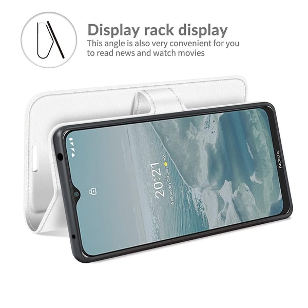 Nokia G10 / G20 Fodral Litchi Läder Vit