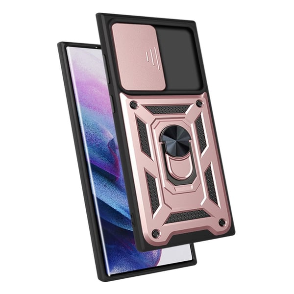 Samsung Galaxy S22 Ultra Skal CamShield Hybrid Ring Roséguld